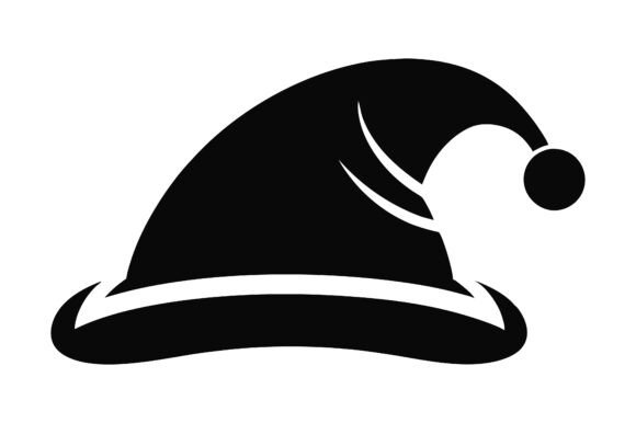 Christmas Hat Design in Black Silhouette