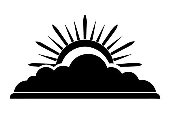 Cloudy Sunrise Silhouette Vector