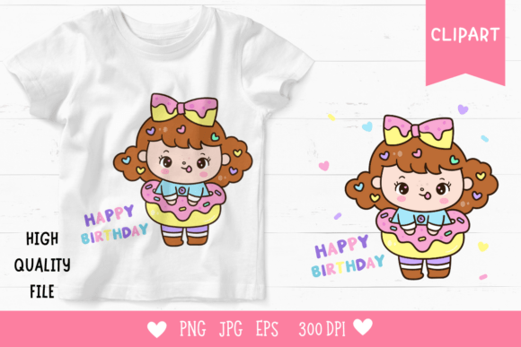 Cute Girl Clipart Happy Birthday Kawaii – The Perfect Digital Addition for Creative Projects