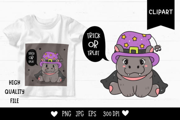 Cute Halloween Pygmy Hippo Spooky Animal
