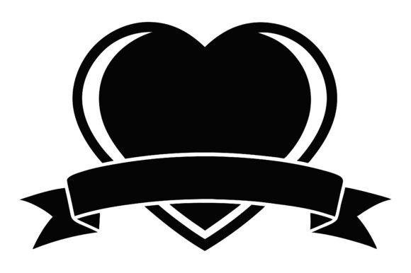 Heart Icon with Ribbon Black Silhouette: A Practical Design Element for Creative Projects