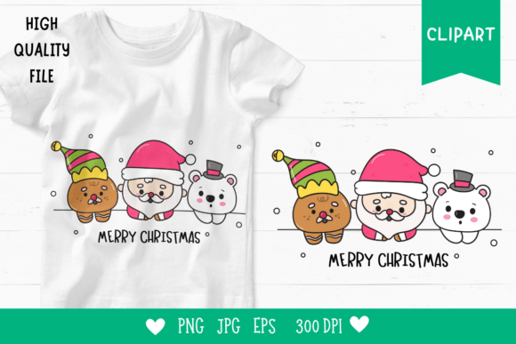 Kawaii Christmas PNG Santa and Friends