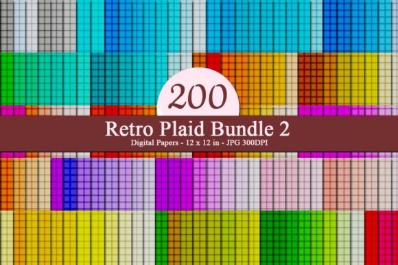 Retro Plaid Bundle 2 Digital Papers for Creative Projects